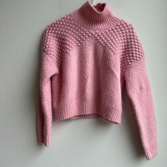 Free People Bradley Textured Cropped Pullover Sweater Bubblegum Pink Size Small - Picture 2 of 8